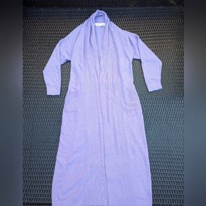 100% Pure Cashmere Lavender Ankle Length Cardigan Sweater
